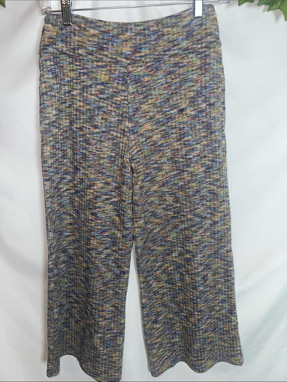 Wide Leg Multicolor Knit Pants - Women's Casual Comfort